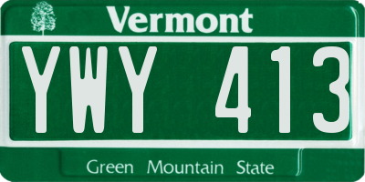VT license plate YWY413