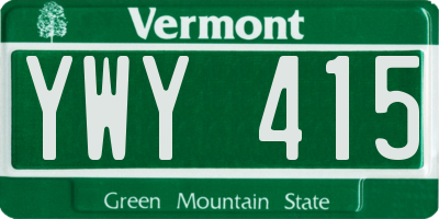 VT license plate YWY415