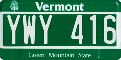 VT license plate YWY416