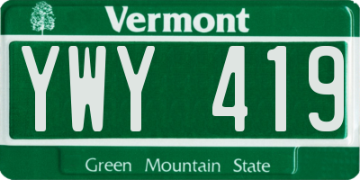 VT license plate YWY419