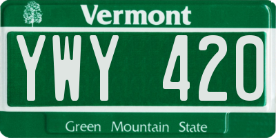 VT license plate YWY420