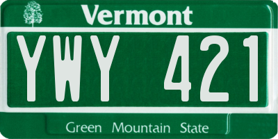 VT license plate YWY421
