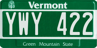 VT license plate YWY422