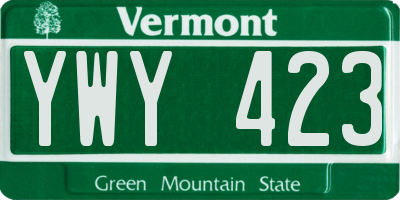 VT license plate YWY423