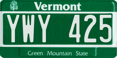 VT license plate YWY425