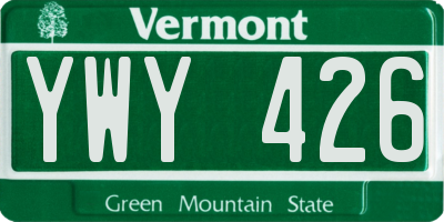 VT license plate YWY426