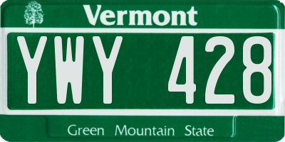 VT license plate YWY428