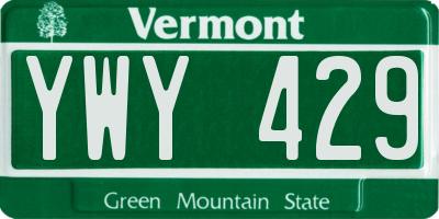 VT license plate YWY429