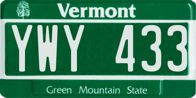 VT license plate YWY433