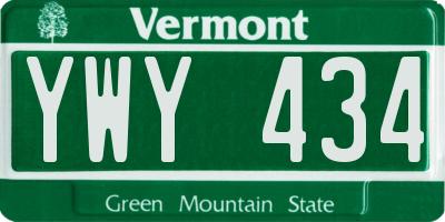VT license plate YWY434