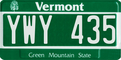 VT license plate YWY435