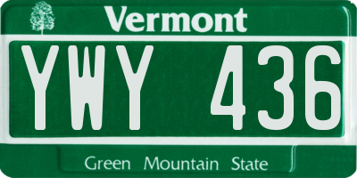VT license plate YWY436
