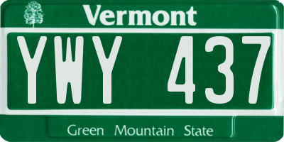 VT license plate YWY437