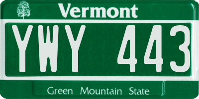 VT license plate YWY443