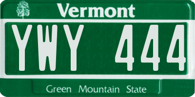 VT license plate YWY444