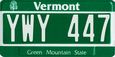 VT license plate YWY447