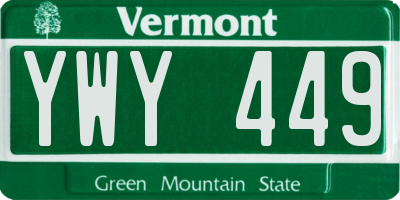VT license plate YWY449