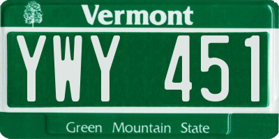 VT license plate YWY451