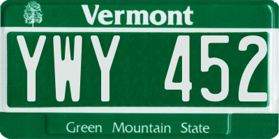 VT license plate YWY452