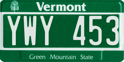 VT license plate YWY453