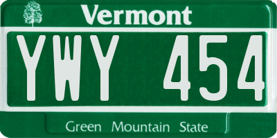 VT license plate YWY454