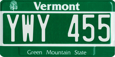 VT license plate YWY455