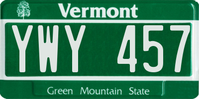 VT license plate YWY457