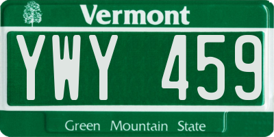 VT license plate YWY459