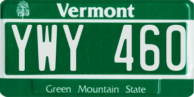 VT license plate YWY460