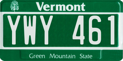 VT license plate YWY461
