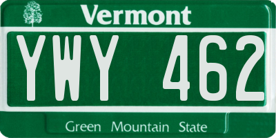 VT license plate YWY462