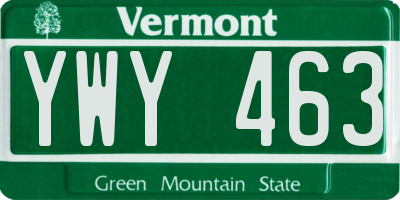 VT license plate YWY463