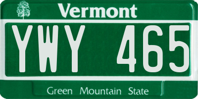 VT license plate YWY465