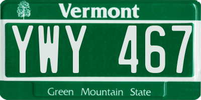 VT license plate YWY467