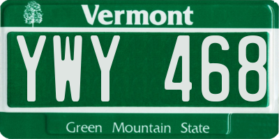 VT license plate YWY468