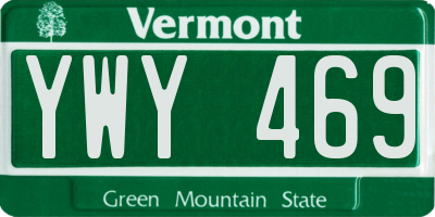 VT license plate YWY469