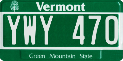 VT license plate YWY470