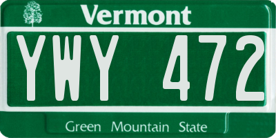 VT license plate YWY472