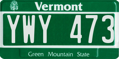 VT license plate YWY473