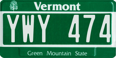 VT license plate YWY474