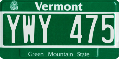 VT license plate YWY475