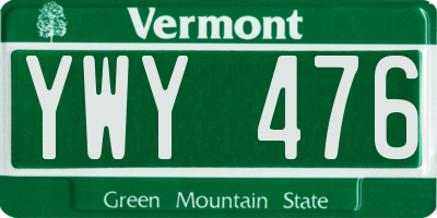 VT license plate YWY476