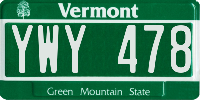 VT license plate YWY478