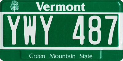 VT license plate YWY487
