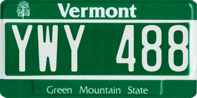 VT license plate YWY488