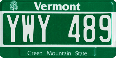 VT license plate YWY489