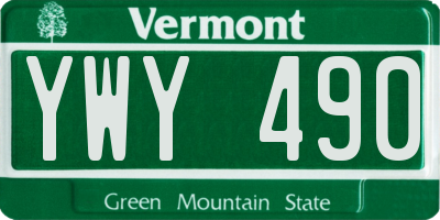 VT license plate YWY490