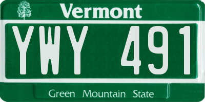 VT license plate YWY491