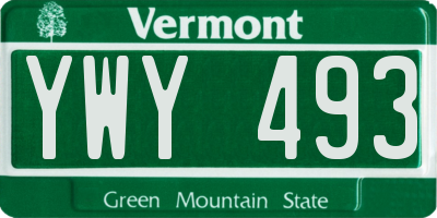 VT license plate YWY493