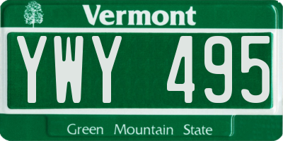 VT license plate YWY495